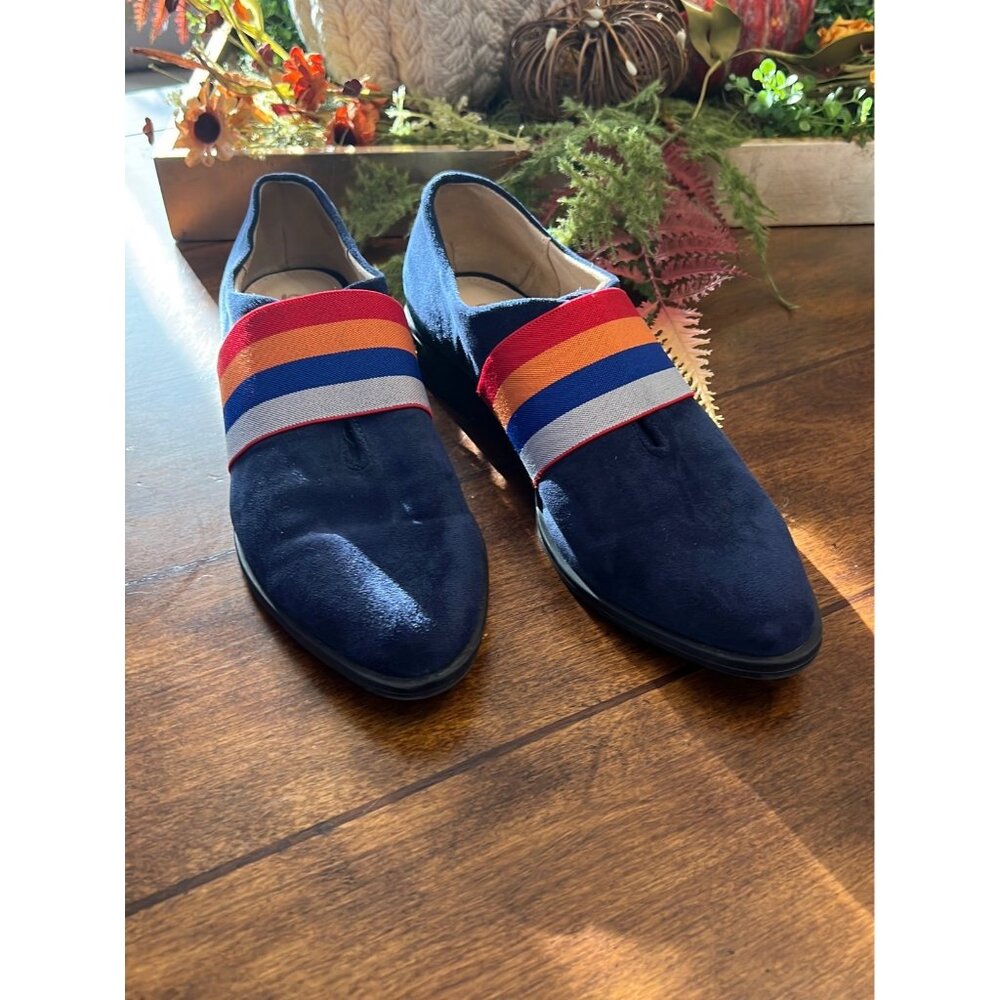 Dunion loafers size 7.5  navy brandon chain rainbow slip on flat